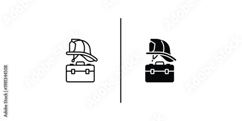 Contrast between a light and dark firefighter toolkit illustration