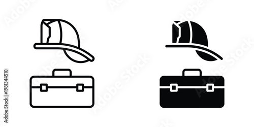 Contrast between firefighter and regular toolkit icons with helmets