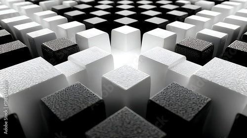 Crossword cubes arranged in perspective minimal puzzle illustration