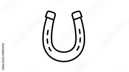 Black outline of a traditional horseshoe symbol representing luck and equestrian themes on a white background.