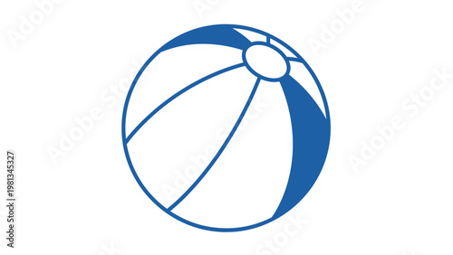 Simple blue and white beach ball illustration in line art style perfect for summer vacation and leisure activities designs.