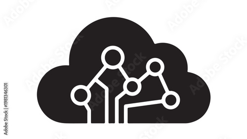 Cloud Computing Network Icon Business Connection Data Sharing Technology Symbol Isolated on White Background