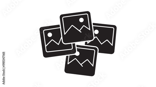Photo Gallery Icon Stack Image Collection Symbol for Social Media and Digital Content Apps
