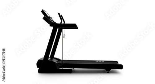 Modern Black Treadmill Machine for Cardio Exercise.