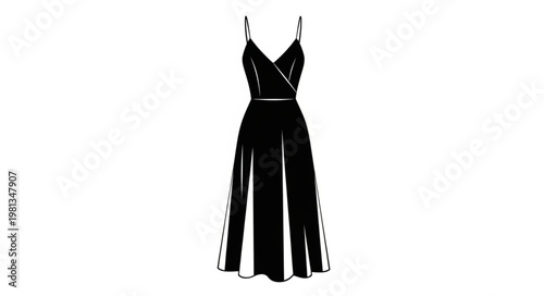 Elegant Black Evening Gown with Spaghetti Straps.