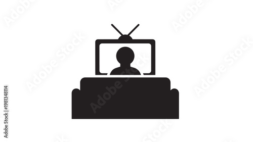 Television Watching Icon Person On Screen Media Entertainment TV Concept