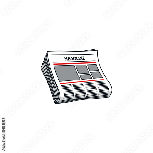 Modern Newspaper Layout Vector with Headline – Flat News Media Concept Illustration