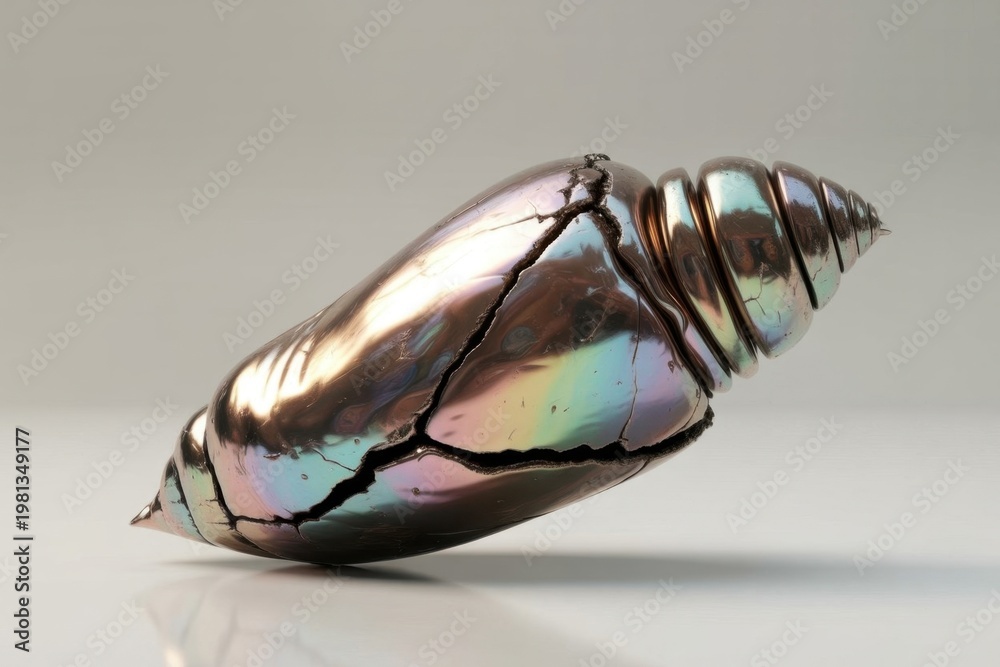 Fototapeta premium Cracked Iridescent Seashell with Metallic Sheen
