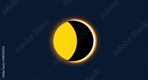 Partial Solar Eclipse Celestial Event in Dark Sky.