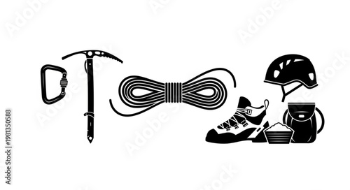 Climbing Gear Equipment Set Vector Illustration.