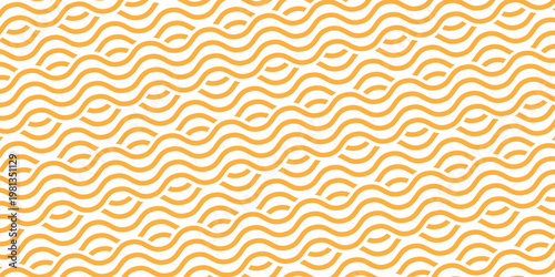 PrintYellow instant noodle, pasta and spaghetti texture with geometric wavy lines. Ramen, pasta vector pattern. Background abstract food illustration