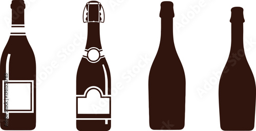 wine, champagne, and various beverage bottles.