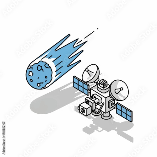 Satellite in Space Orbiting Earth.