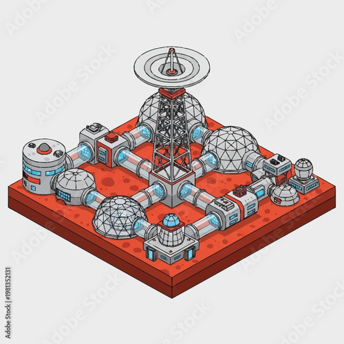 Space Station Modules and Satellite Dish.