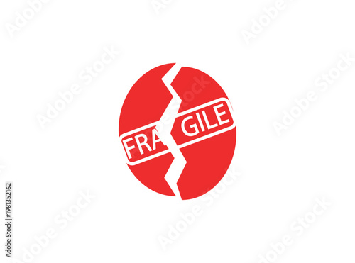 red fragile sign isolated on white background, fragile label. Vector illustration.
