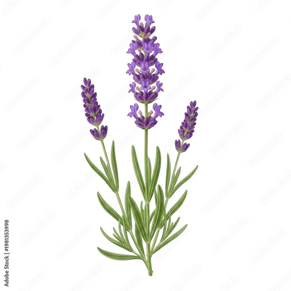 Obraz premium Purple lavender flower spikes isolated on transparent background
