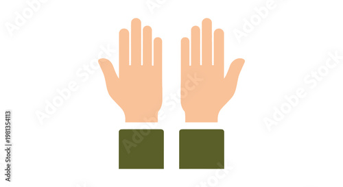 Illustration of two open human hands with palms facing forward presented in a simple flat style