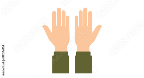 A simple illustration depicts two open human hands with palms facing upwards signifying offering