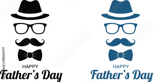 Happy father's day stylish hats glasses bow ties celebrating dad