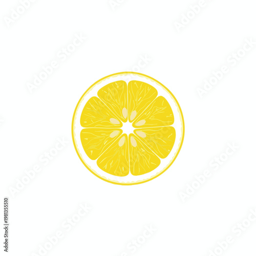 Fresh Lemon Slice in Bright Yellow Color for Healthy Eating and Food Packaging