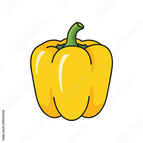 Fresh Yellow Bell Pepper on White Background for Healthy Food and Cooking Content