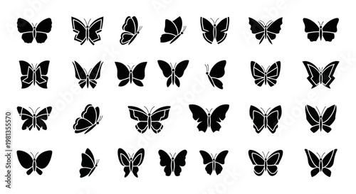 Collection of various butterfly silhouettes.