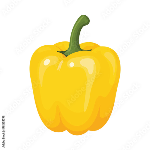 Fresh Yellow Bell Pepper Isolated on White Background