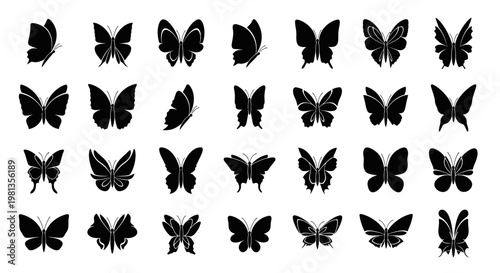 Collection of various butterfly silhouettes.