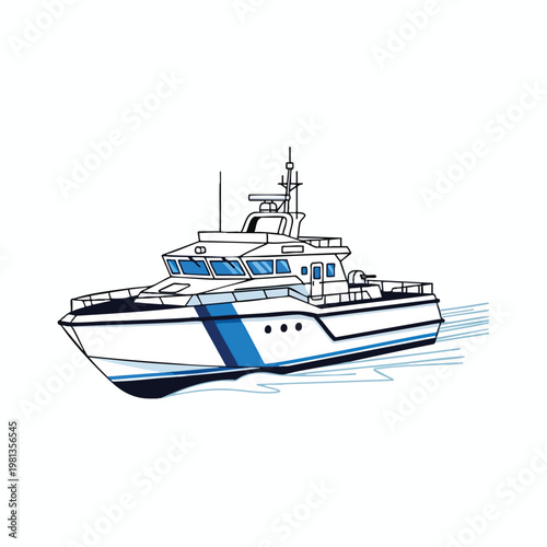 Modern Yacht Cruising on Calm Waters for Vacation or Leisure