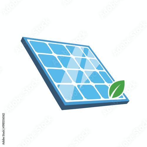 Renewable Solar Panel with Green Leaf Symbolizing Sustainable Energy and Eco Friendly Technology