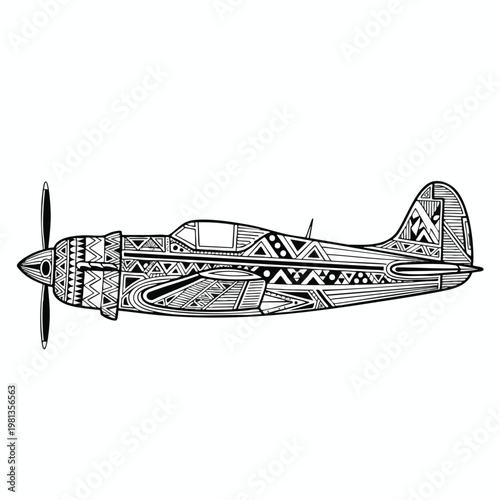 Vintage Military Aircraft Illustration for Aviation and History Themes