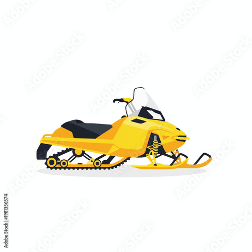 Bright Yellow Snowmobile in a Winter Landscape for Recreational Adventure