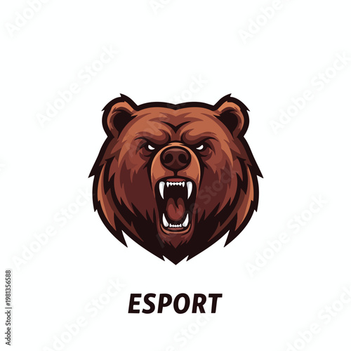 Dynamic Illustration of a Fierce Bear Masked As a Sports Mascot for Esports and Gaming Events