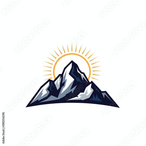 Majestic Mountain Peak with Radiant Sunrise in a Natural Landscape