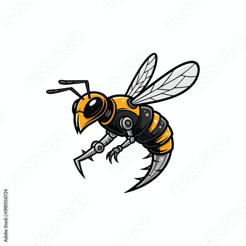 Detailed Illustration of a Vibrant Realistic Bee for Nature and Environment Themes