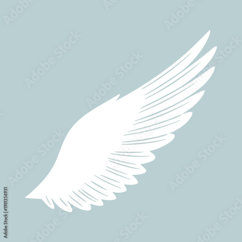 Elegant White Wing Icon Symbolizing Freedom and Inspiration
