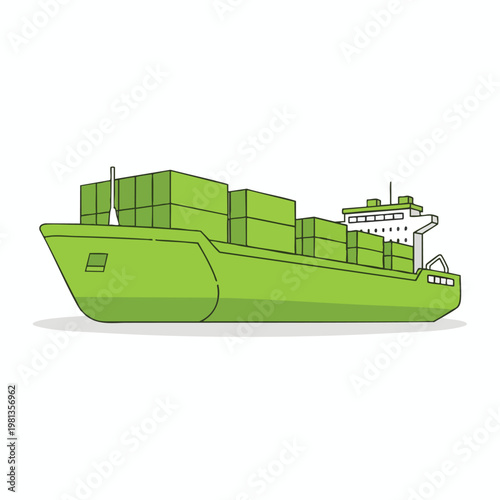 Eco Friendly Cargo Ship Navigating Open Waters for Sustainable Transport