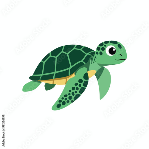 Cute Cartoon Turtle Illustration for Eco and Nature Themes