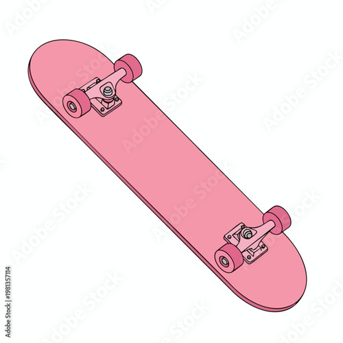 Pink Skateboard with Wheels and Grip Tape for Recreational and Sport Use