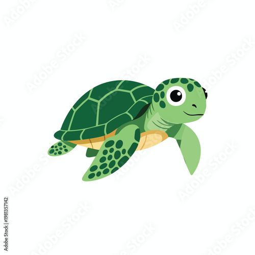 Cute Cartoon Turtle Illustration for Kids and Educational Materials