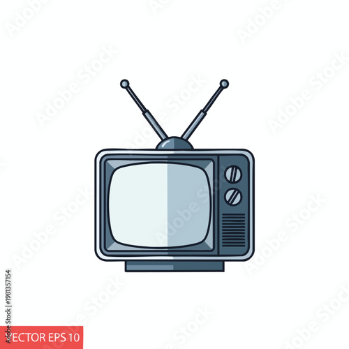 Retro Style Vintage Television Set Illustration for Digital Content