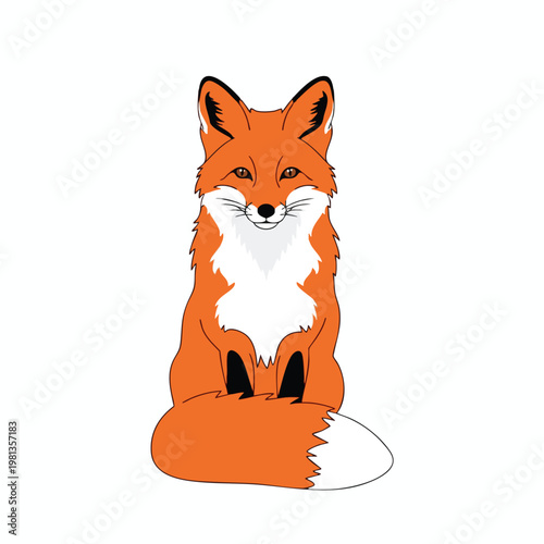 Adorable Cartoon Fox Sitting on a White Background for Nature and Wildlife Themes