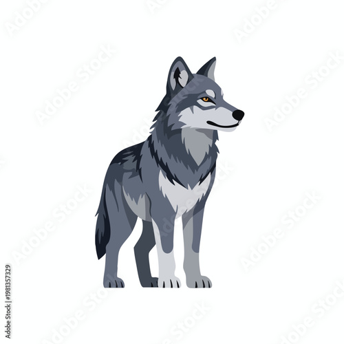 Stylized Illustration of a Majestic Wolf in a Natural Setting