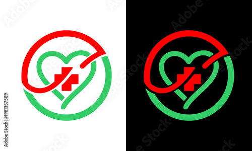 A graphic illustration shows a green heart with a red prohibition sign on white and black backgrounds.