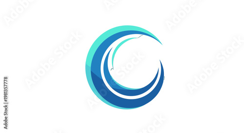 a blue and green swirl logo.