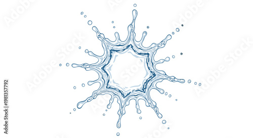 Water splash design element in blue.