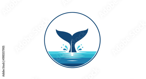 Whale tail logo in a circle.