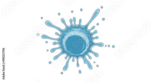 A blue water splash on a white background.