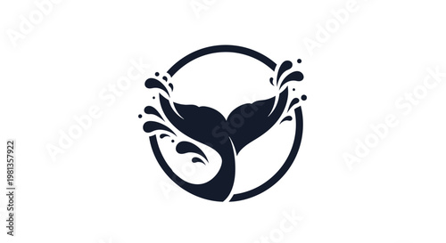 Whale tail logo with water splash.