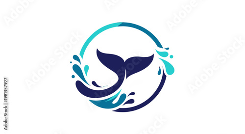 whale tail logo with water splash.
